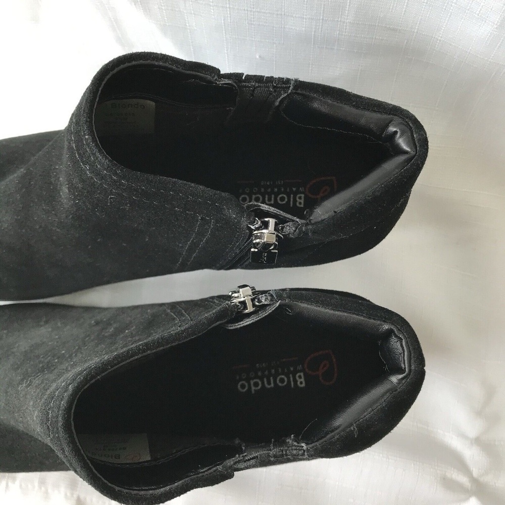 Blondo Womens Valli Waterproof Suede Ankle Bootie US 9.5 M Black Zip - Picture 4 of 12